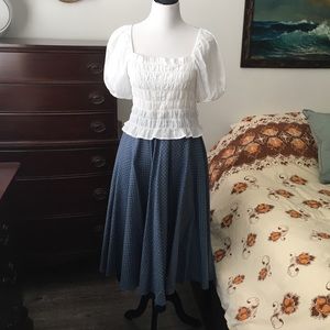 Vintage Geiger Blue Austrian Circle Skirt Drindl Skirt Folk 1950s Style